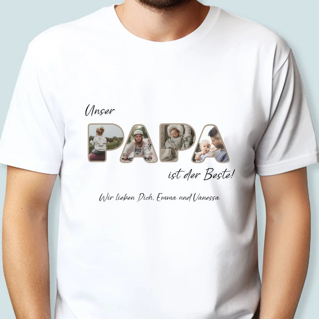 Buchstaben-Collage: Unser Papa Ist Der Beste - T-Shirt Für Herren