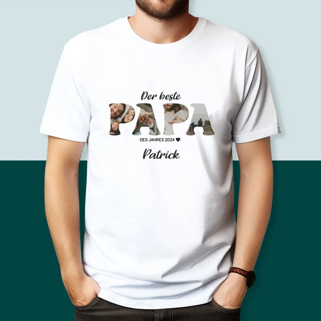 Buchstaben-Collage: Bester Papa Des Jahres - T-Shirt Für Herren