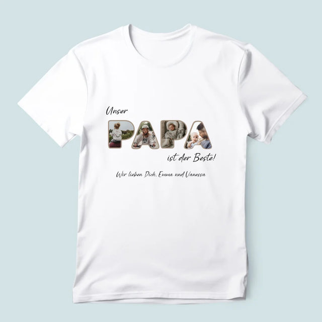 Buchstaben-Collage: Unser Papa Ist Der Beste - T-Shirt Für Herren