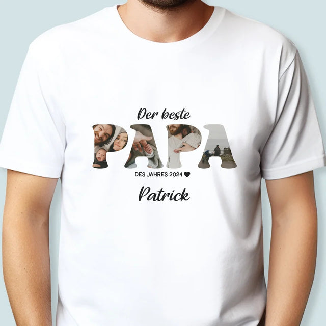 Buchstaben-Collage: Bester Papa Des Jahres - T-Shirt Für Herren