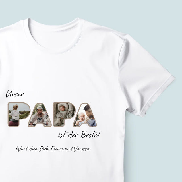 Buchstaben-Collage: Unser Papa Ist Der Beste - T-Shirt Für Herren