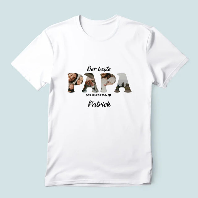 Buchstaben-Collage: Bester Papa Des Jahres - T-Shirt Für Herren