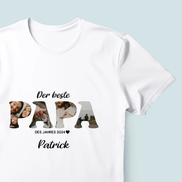 Buchstaben-Collage: Bester Papa Des Jahres - T-Shirt Für Herren