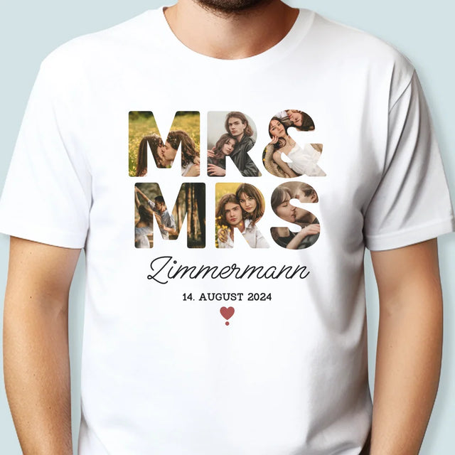 Buchstaben-Collage: Mr&Mrs - T-Shirt Für Herren