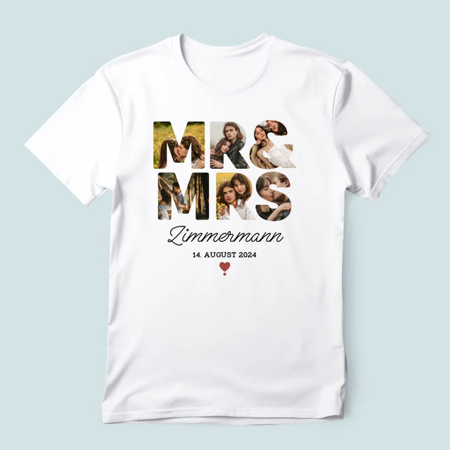 Buchstaben-Collage: Mr&Mrs - T-Shirt Für Herren