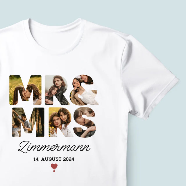 Buchstaben-Collage: Mr&Mrs - T-Shirt Für Herren