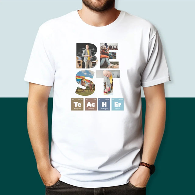 Buchstaben-Collage: Best Teacher Elemente - T-Shirt Für Herren