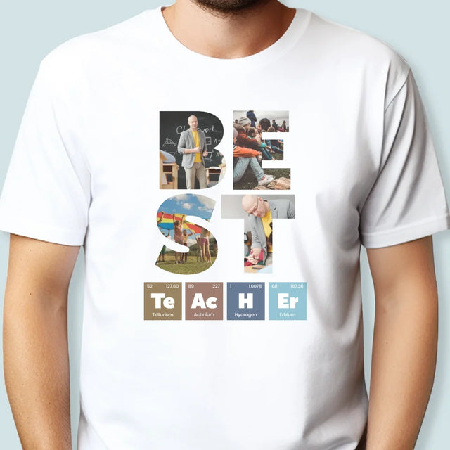 Buchstaben-Collage: Best Teacher Elemente - T-Shirt Für Herren