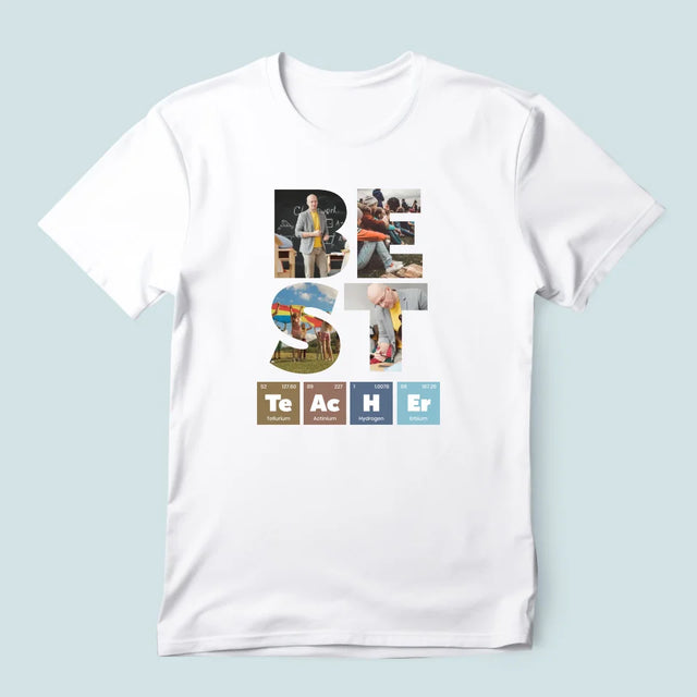 Buchstaben-Collage: Best Teacher Elemente - T-Shirt Für Herren