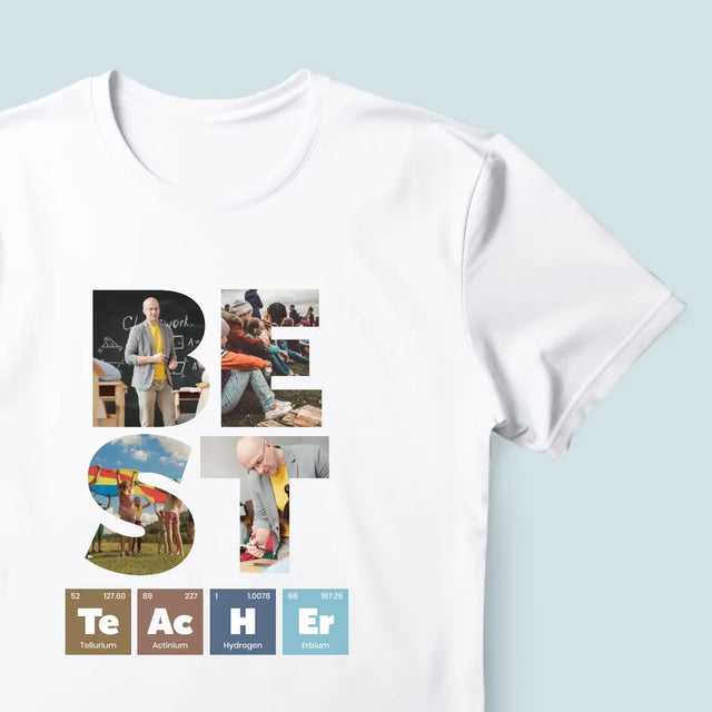 Buchstaben-Collage: Best Teacher Elemente - T-Shirt Für Herren