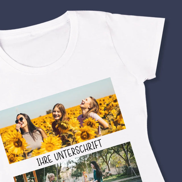 Fotocollage: 2 Fotos Und Unterschrift - T-Shirt Für Damen