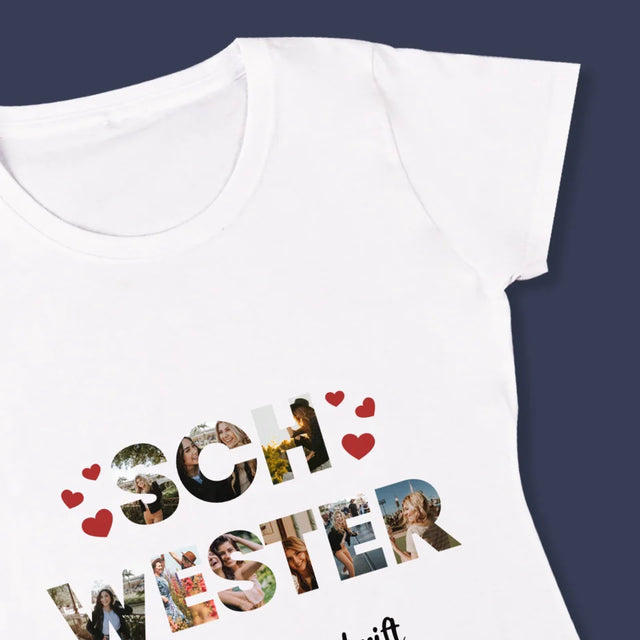 Buchstaben-Collage: Schwester - T-Shirt Für Damen