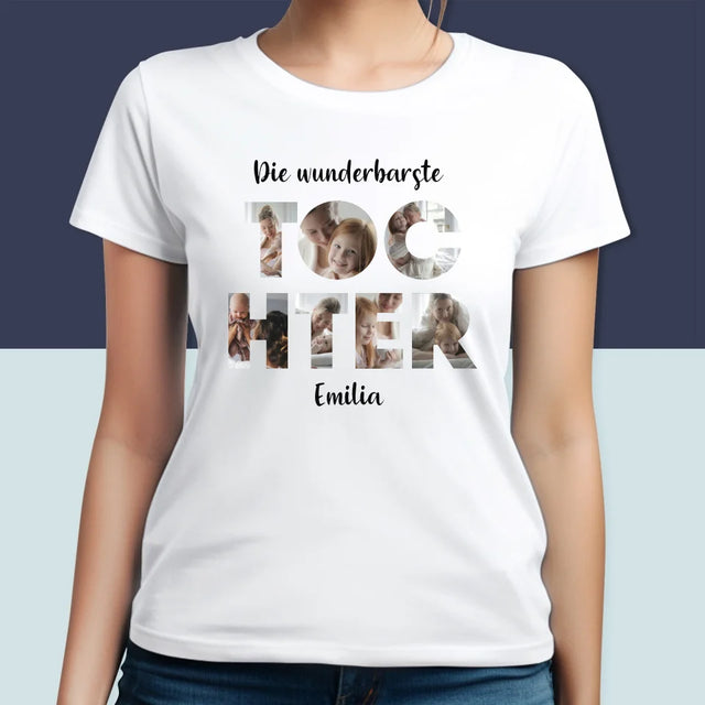 Buchstaben-Collage: Tochter - T-Shirt Für Damen