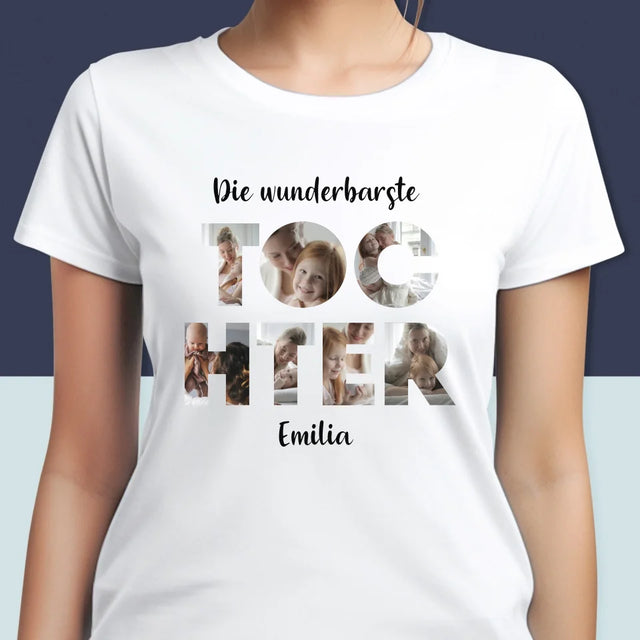 Buchstaben-Collage: Tochter - T-Shirt Für Damen