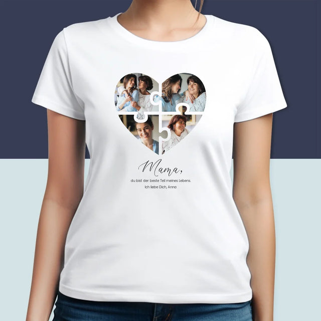 Fotocollage: Herz Puzzle Für Mama - T-Shirt Für Damen