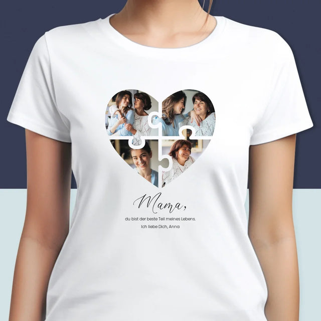 Fotocollage: Herz Puzzle Für Mama - T-Shirt Für Damen