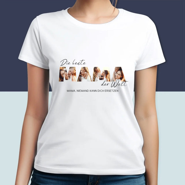 Buchstaben-Collage: Beste Mama Der Welt Fotos - T-Shirt Für Damen