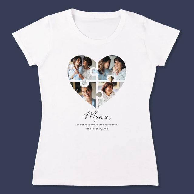 Fotocollage: Herz Puzzle Für Mama - T-Shirt Für Damen