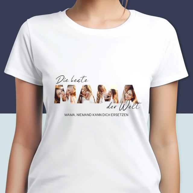 Buchstaben-Collage: Beste Mama Der Welt Fotos - T-Shirt Für Damen