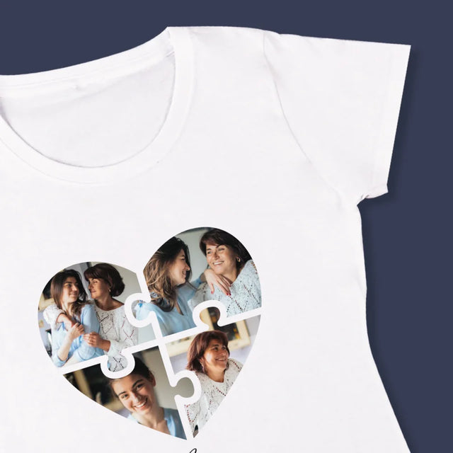 Fotocollage: Herz Puzzle Für Mama - T-Shirt Für Damen