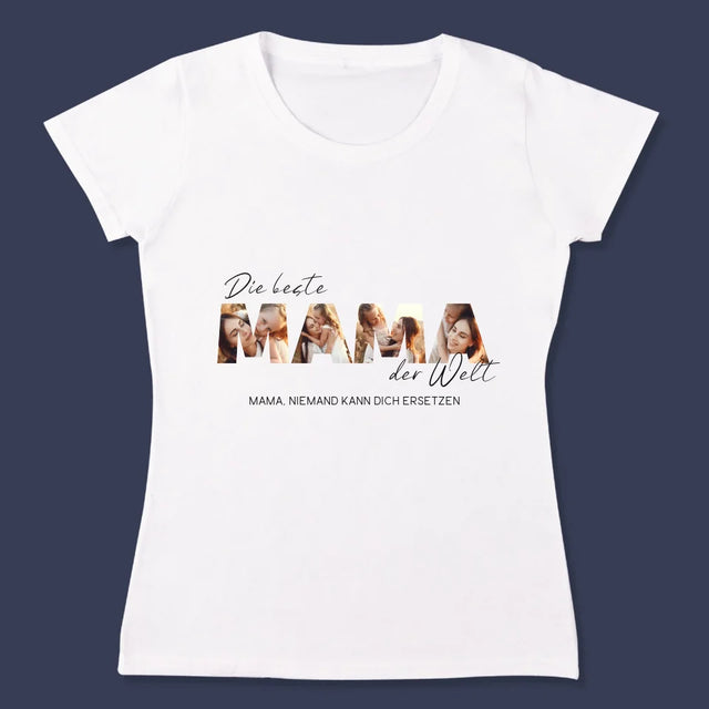 Buchstaben-Collage: Beste Mama Der Welt Fotos - T-Shirt Für Damen