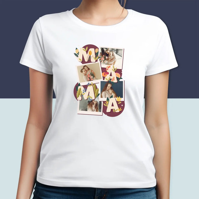 Fotocollage: Buchstaben Mama - T-Shirt Für Damen