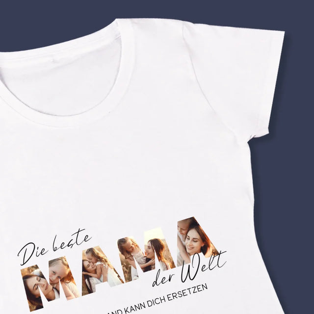 Buchstaben-Collage: Beste Mama Der Welt Fotos - T-Shirt Für Damen