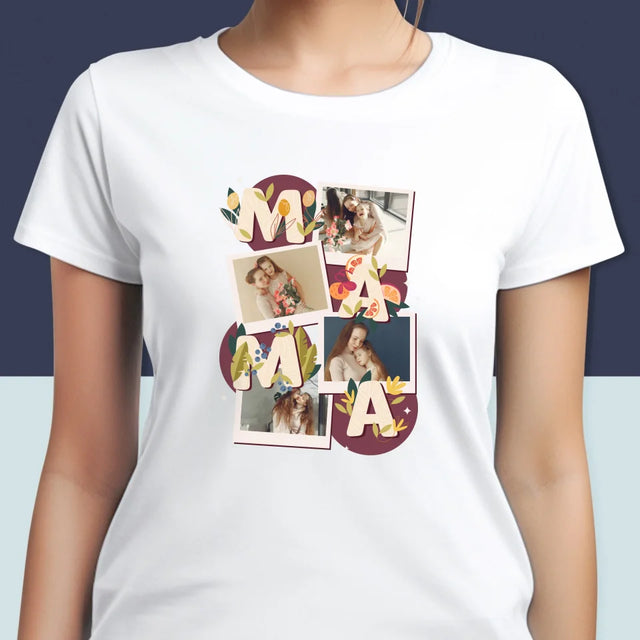 Fotocollage: Buchstaben Mama - T-Shirt Für Damen