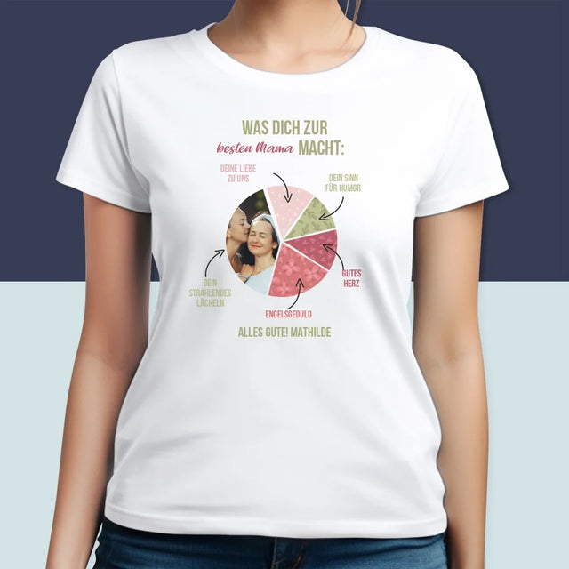 Foto Und Unterschrift: Beste Mama Eigenschaften - T-Shirt Für Damen