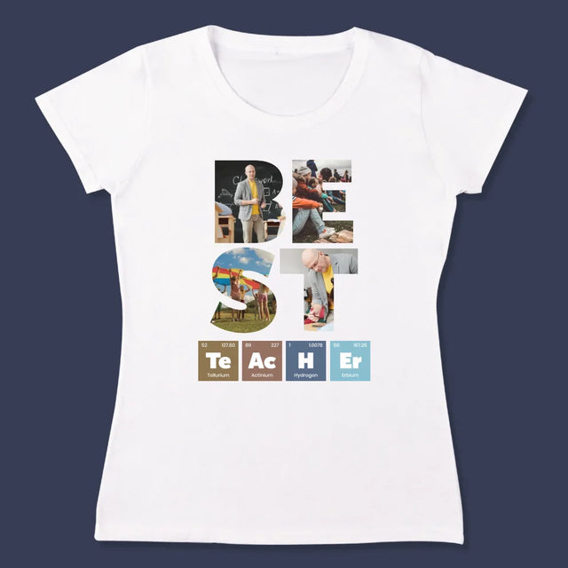 Buchstaben-Collage: Best Teacher Elemente - T-Shirt Für Damen