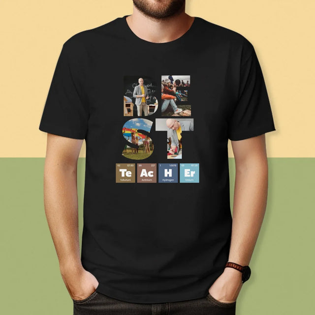 Buchstaben-Collage: Best Teacher Elemente - T-Shirt Für Herren