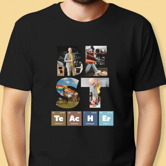 Buchstaben-Collage: Best Teacher Elemente - T-Shirt Für Herren