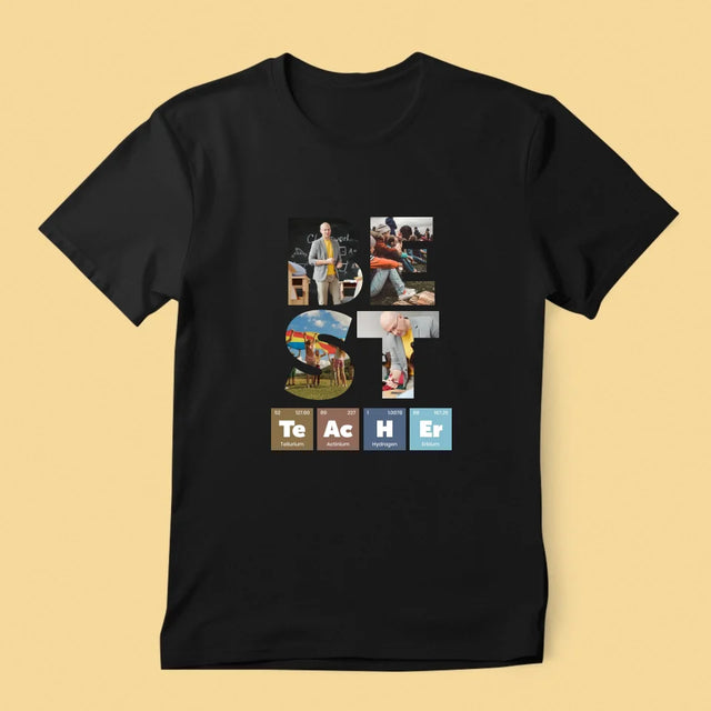 Buchstaben-Collage: Best Teacher Elemente - T-Shirt Für Herren