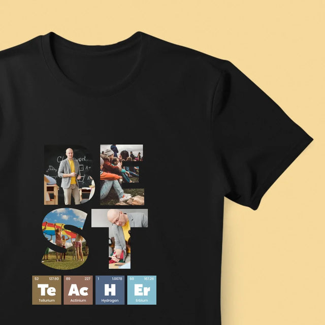 Buchstaben-Collage: Best Teacher Elemente - T-Shirt Für Herren