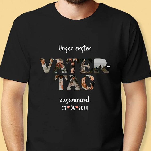 Buchstaben-Collage: Unser Erster Vatertag Zusammen - T-Shirt Für Herren