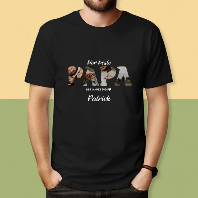 Buchstaben-Collage: Bester Papa Des Jahres - T-Shirt Für Herren