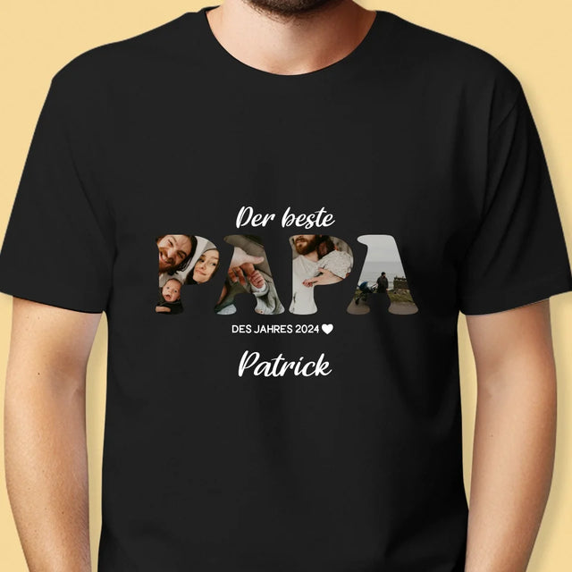 Buchstaben-Collage: Bester Papa Des Jahres - T-Shirt Für Herren