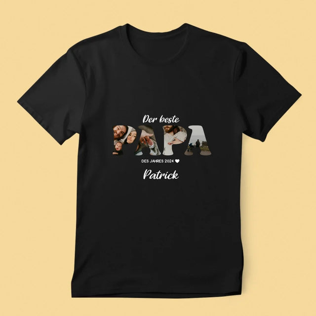 Buchstaben-Collage: Bester Papa Des Jahres - T-Shirt Für Herren