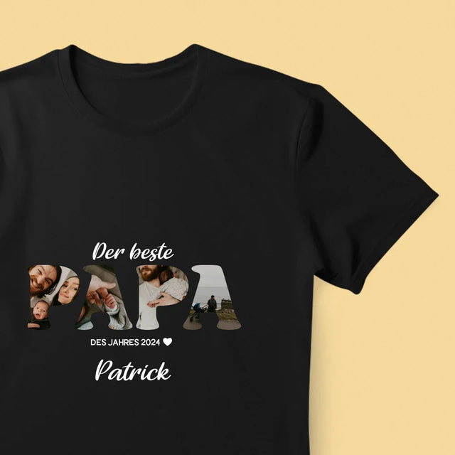 Buchstaben-Collage: Bester Papa Des Jahres - T-Shirt Für Herren