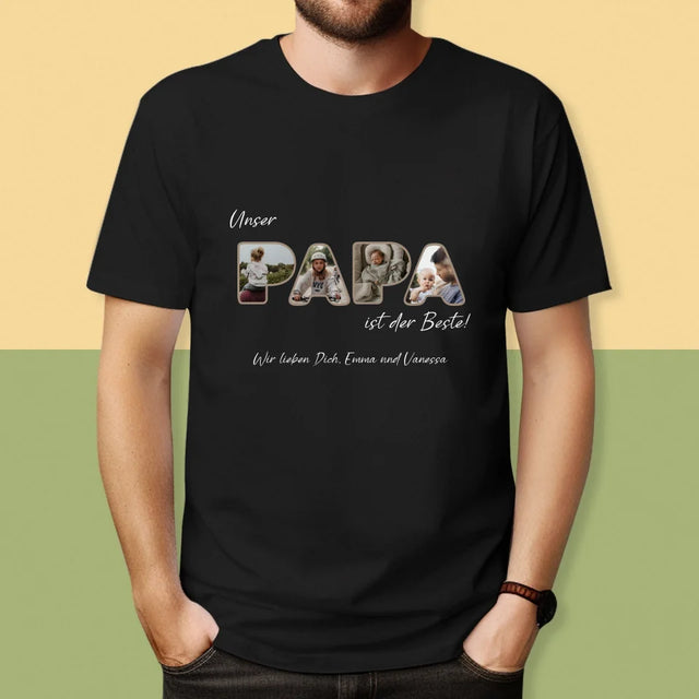 Buchstaben-Collage: Unser Papa Ist Der Beste - T-Shirt Für Herren