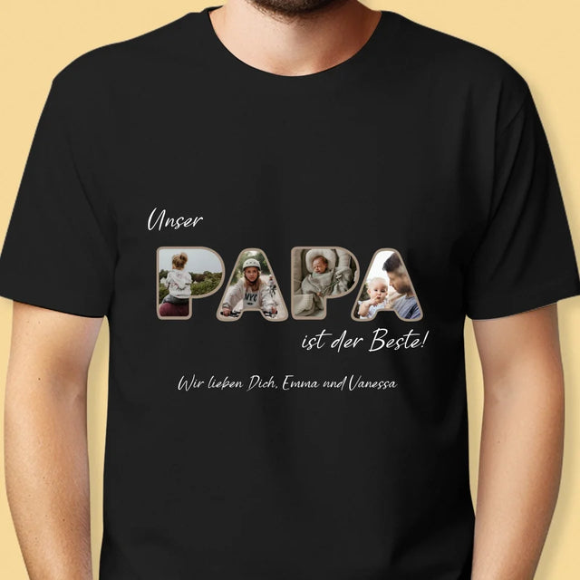 Buchstaben-Collage: Unser Papa Ist Der Beste - T-Shirt Für Herren