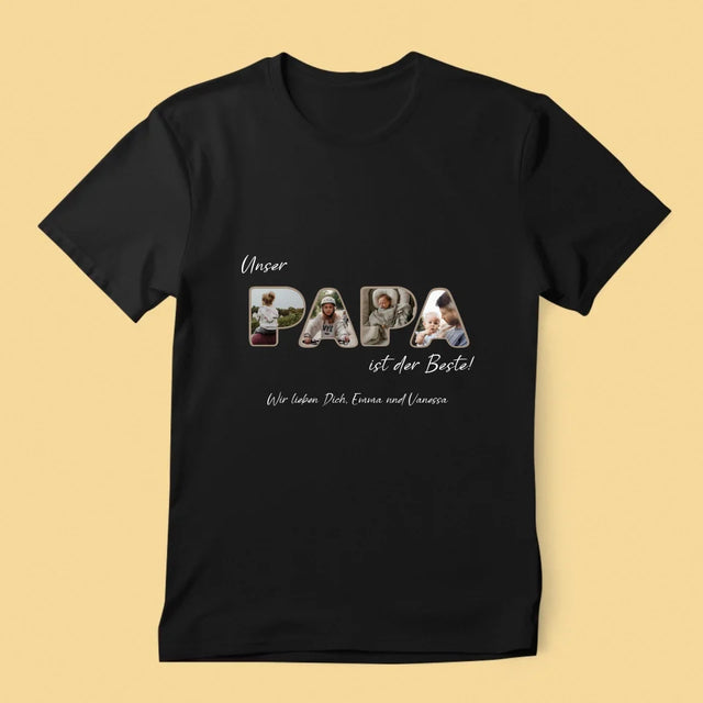 Buchstaben-Collage: Unser Papa Ist Der Beste - T-Shirt Für Herren