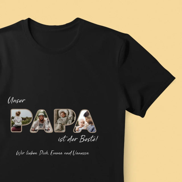 Buchstaben-Collage: Unser Papa Ist Der Beste - T-Shirt Für Herren