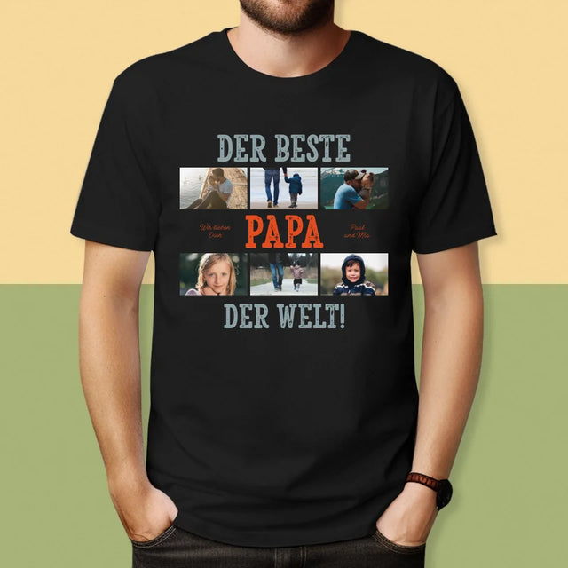 Fotocollage: Bester Papa Der Welt Fotos - T-Shirt Für Herren