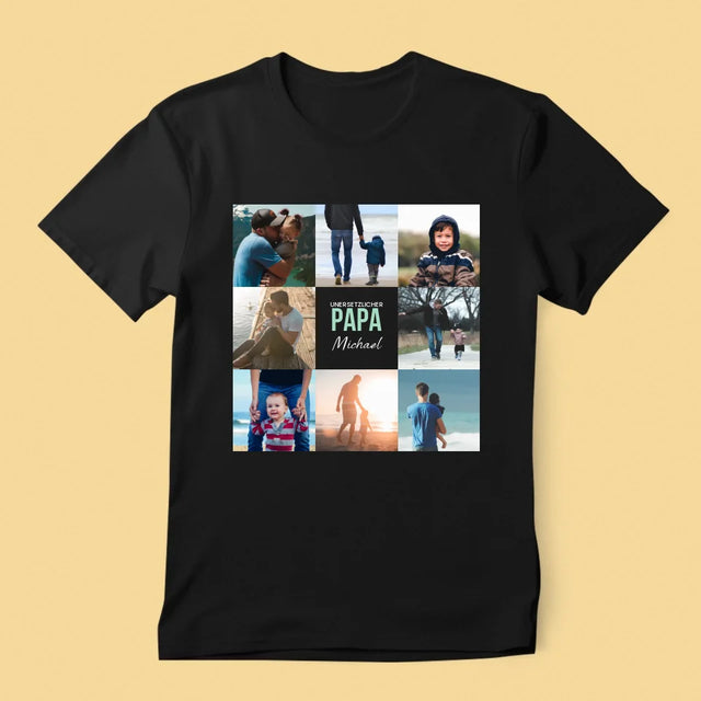 Fotocollage: Unersetzlicher Papa - T-Shirt Für Herren