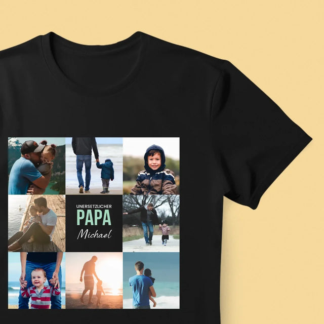 Fotocollage: Unersetzlicher Papa - T-Shirt Für Herren