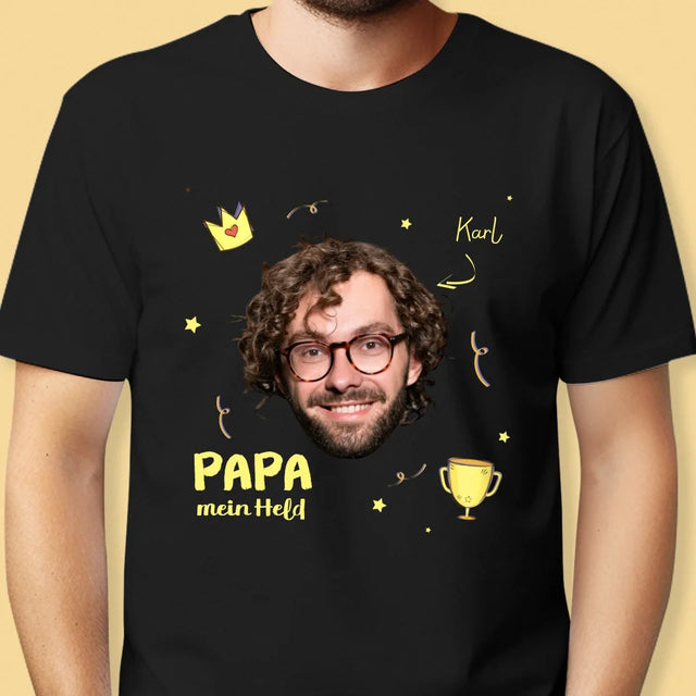 Foto Und Unterschrift: Held Papa - T-Shirt Für Herren