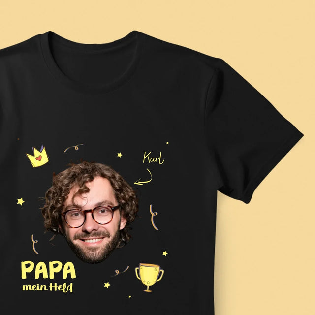 Foto Und Unterschrift: Held Papa - T-Shirt Für Herren