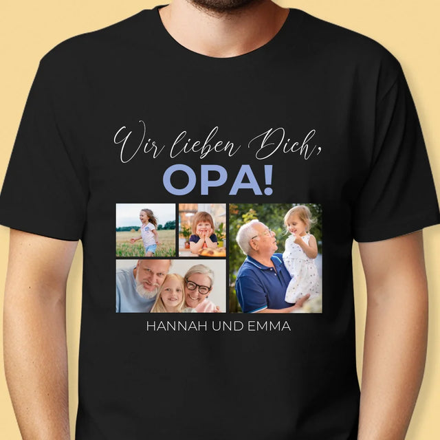 Fotocollage: Wir Lieben Dich, Opa! - T-Shirt Für Herren