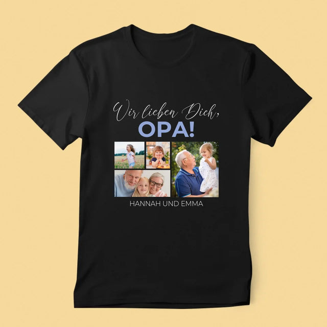 Fotocollage: Wir Lieben Dich, Opa! - T-Shirt Für Herren